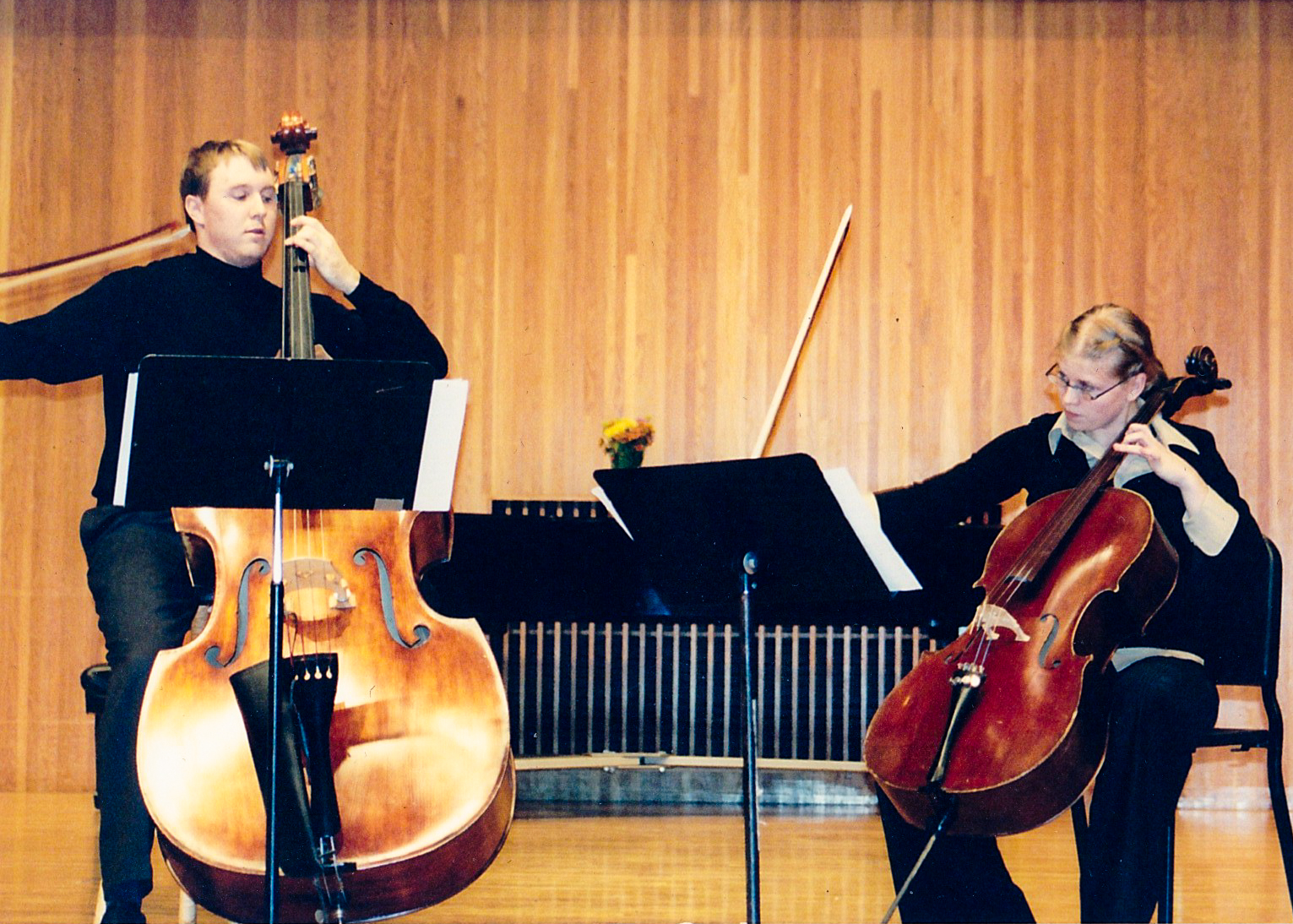 Bass and Cello duet Performing the Rossini Duo at the University of Wisconsin- Stevens Point